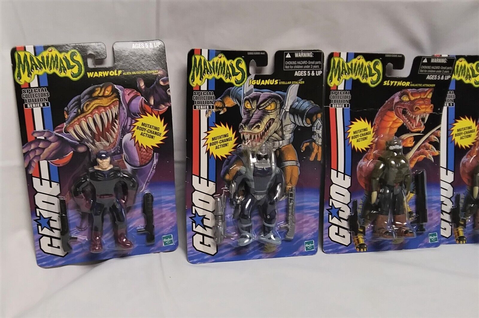 ::Hasbro 2000 GI Joe Manimals Lot of 4 Total-Iguanus, Warwolf & 2 of Slythor !