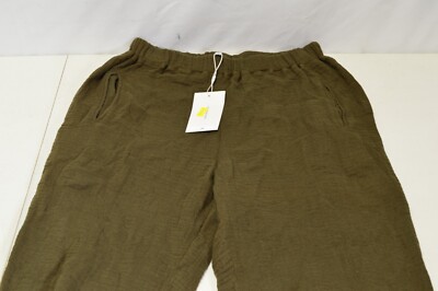 NWT Priory Dark Green Textured Cotton Stretch Pants Small