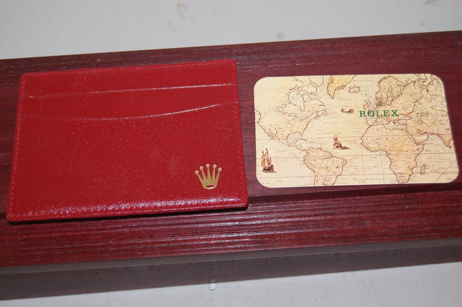 ROLEX MINT RED LEATHER CARD HOLDER VTG CIRCA 1990  GENUINE  unused  0101.60.34