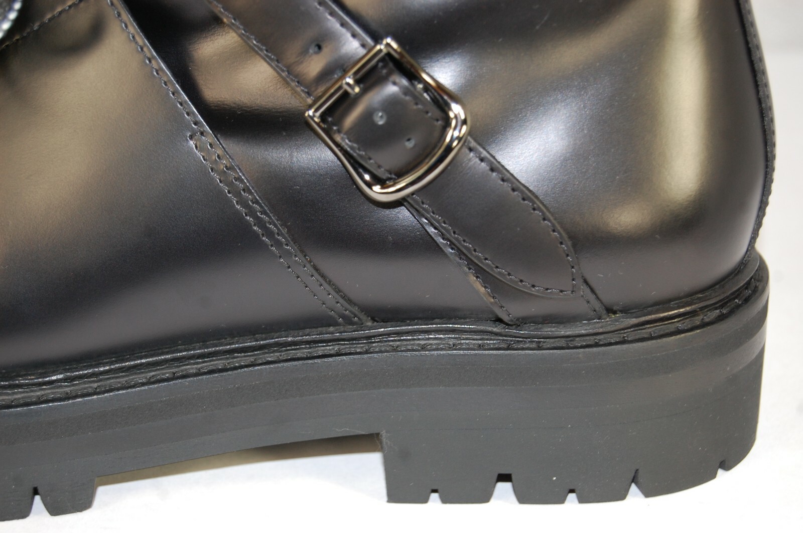 Pre-owned Valentino Garavani Valentino Runway Rockstud Black Leather Combat Biker Riding Boots Eu 39.5 Us 9.5