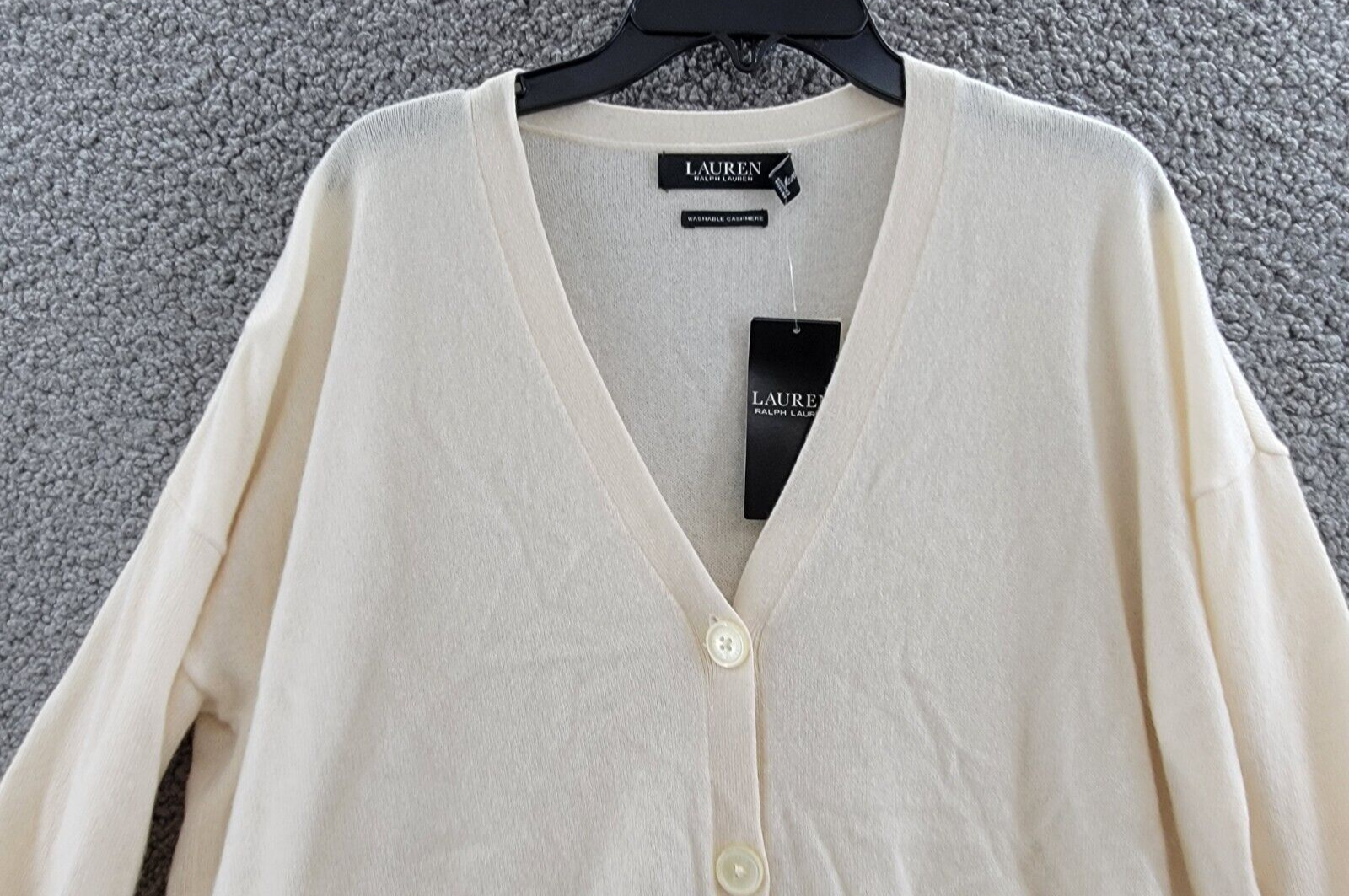 Lauren Ralph Lauren Umatilla Cashmere Cardigan Sweater Women's M Winter Cream~ - Picture 3 of 12
