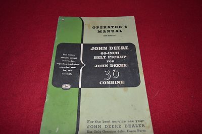 John Deere 66 Inch Belt Pickup For 30 Combine Operator's Manual GDSD6 