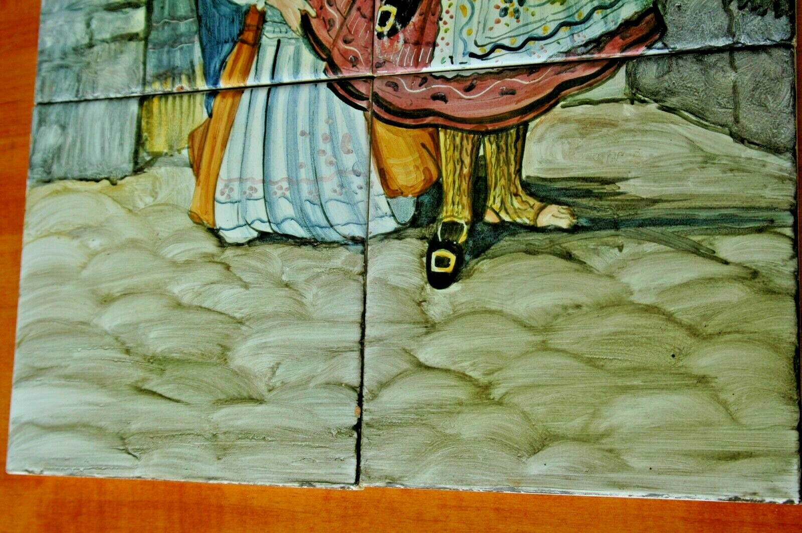 6 Vintage Spanish Scenic Polychrome Painted Ceramic 6