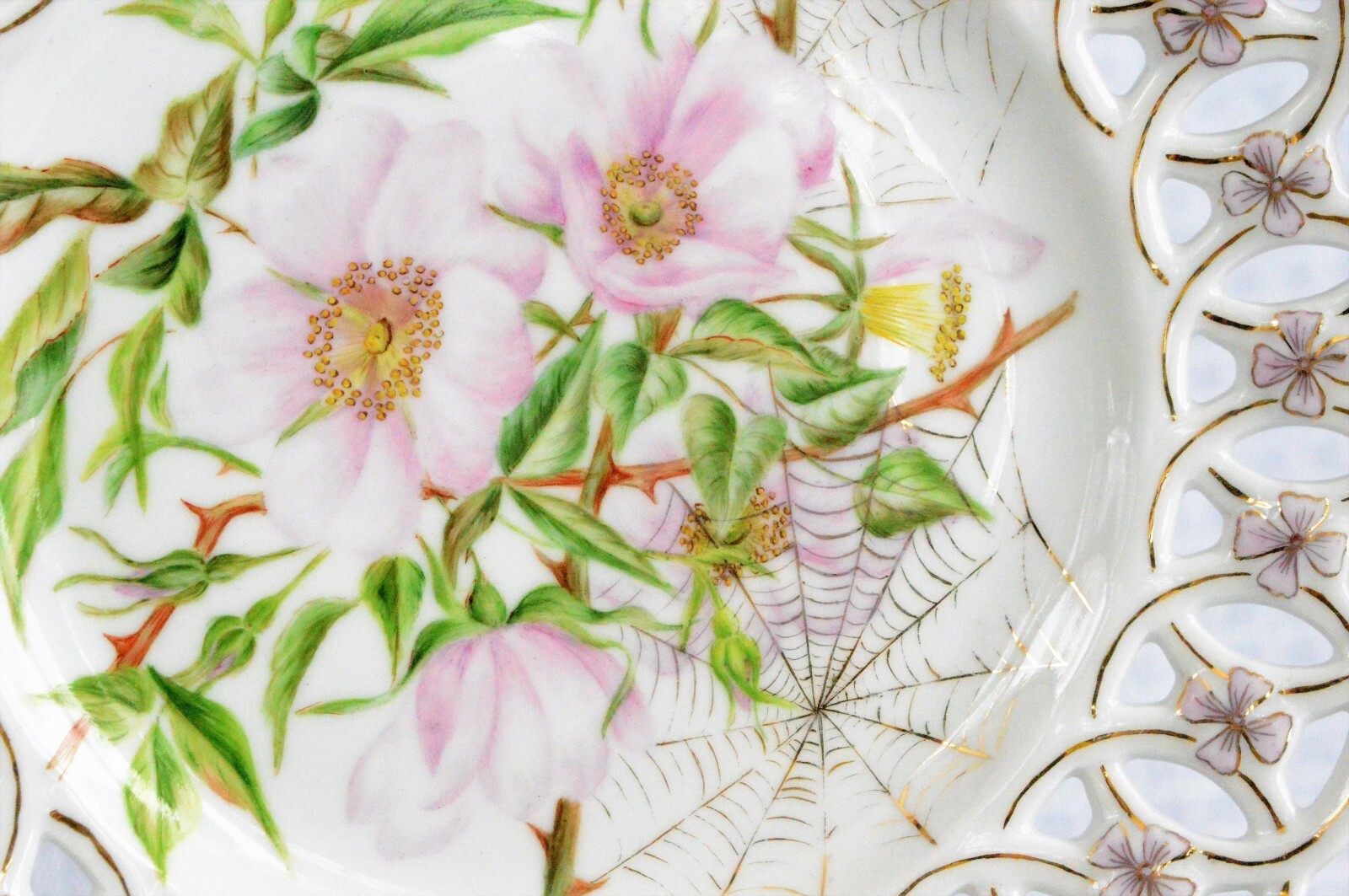 Antique C.T. Altwasser 1887 Dated Artist Signed Reticulated Porcelain Plates