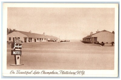 1940 Signage Exterior View Jackpot Motel Plattsburg New York NY Vintage Postcard