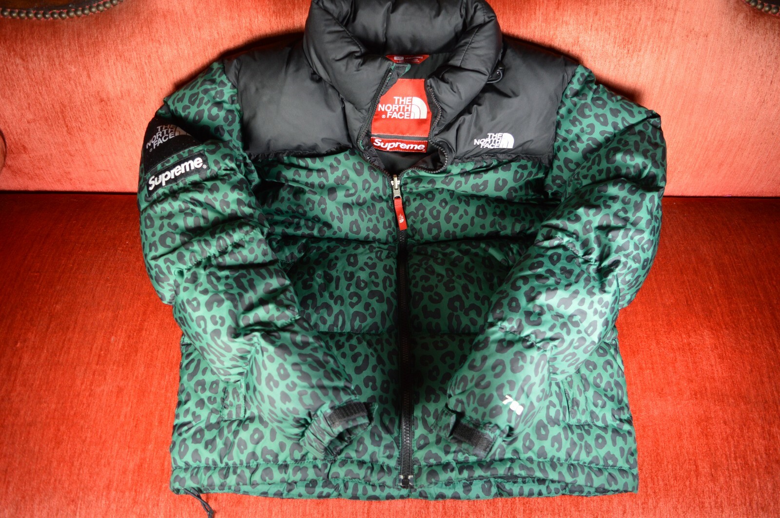 supreme north face leopard green