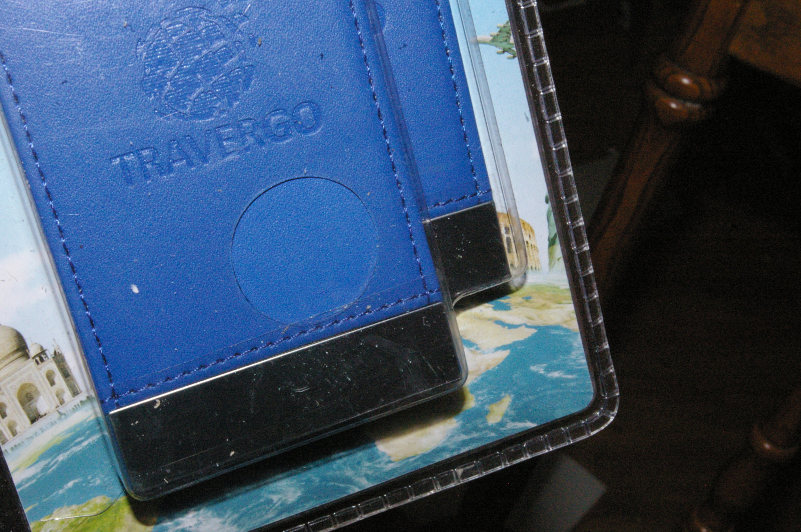 TraverGo Magnetic Leather Luggage Tags 2 Pack Metal Plate To Engrave Blue