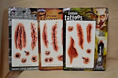 U PICK Temporary TATTOOS Zombie 1920's GANGSTER Ages 15+ NW PARTY Costume NEW