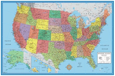 United States Map Poster Classic Premier USA US Wall Poster Decor 