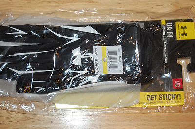 under armour adult mens f4 football gloves get sticky black white medium blowout