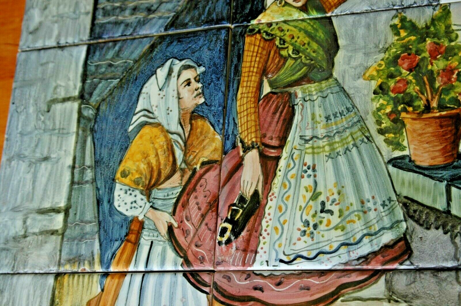 6 Vintage Spanish Scenic Polychrome Painted Ceramic 6