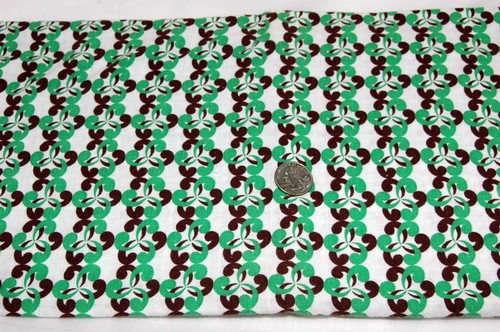 Vintage Feedsack Quilt Fabric Green Brown Swirl 1940's Flour Sack #2