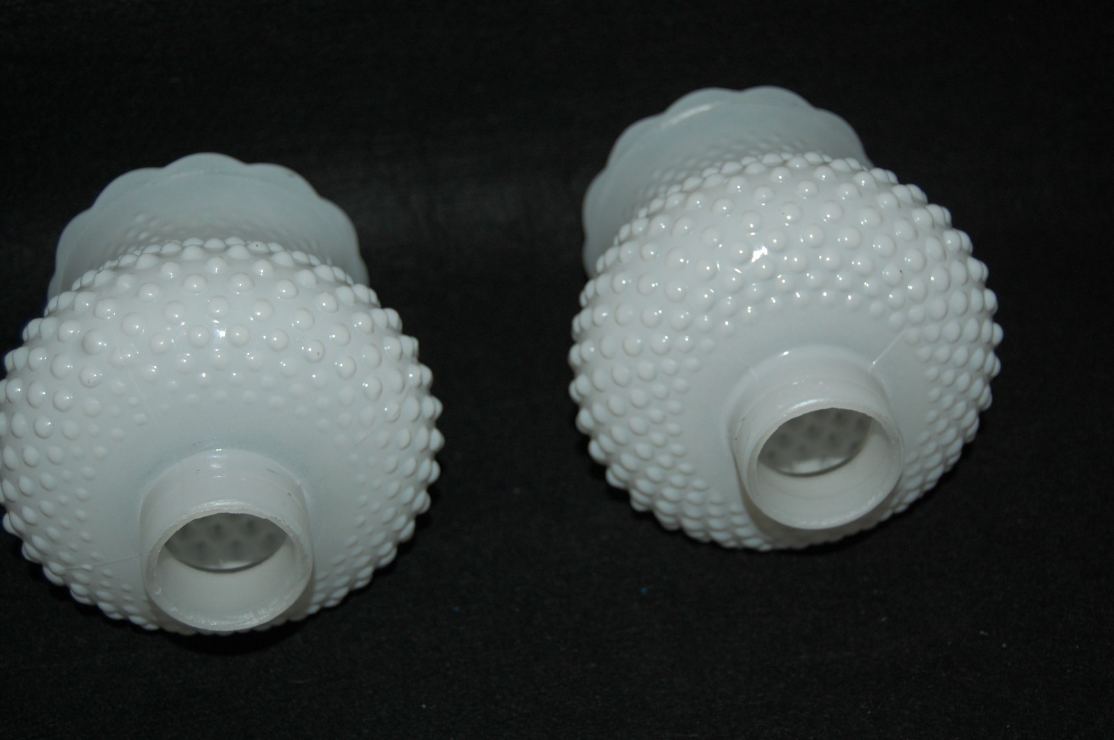 Pair of Hobnail Milkglass White lamp shades globes covers for 1.75