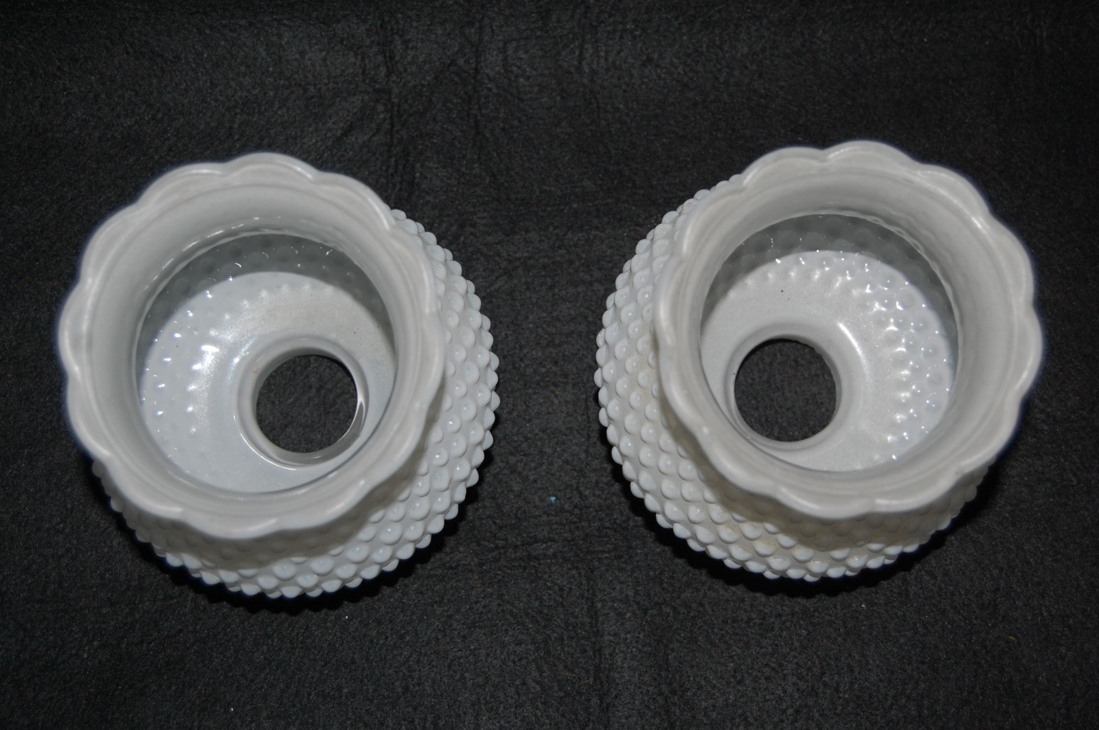 Pair of Hobnail Milkglass White lamp shades globes covers for 1.75