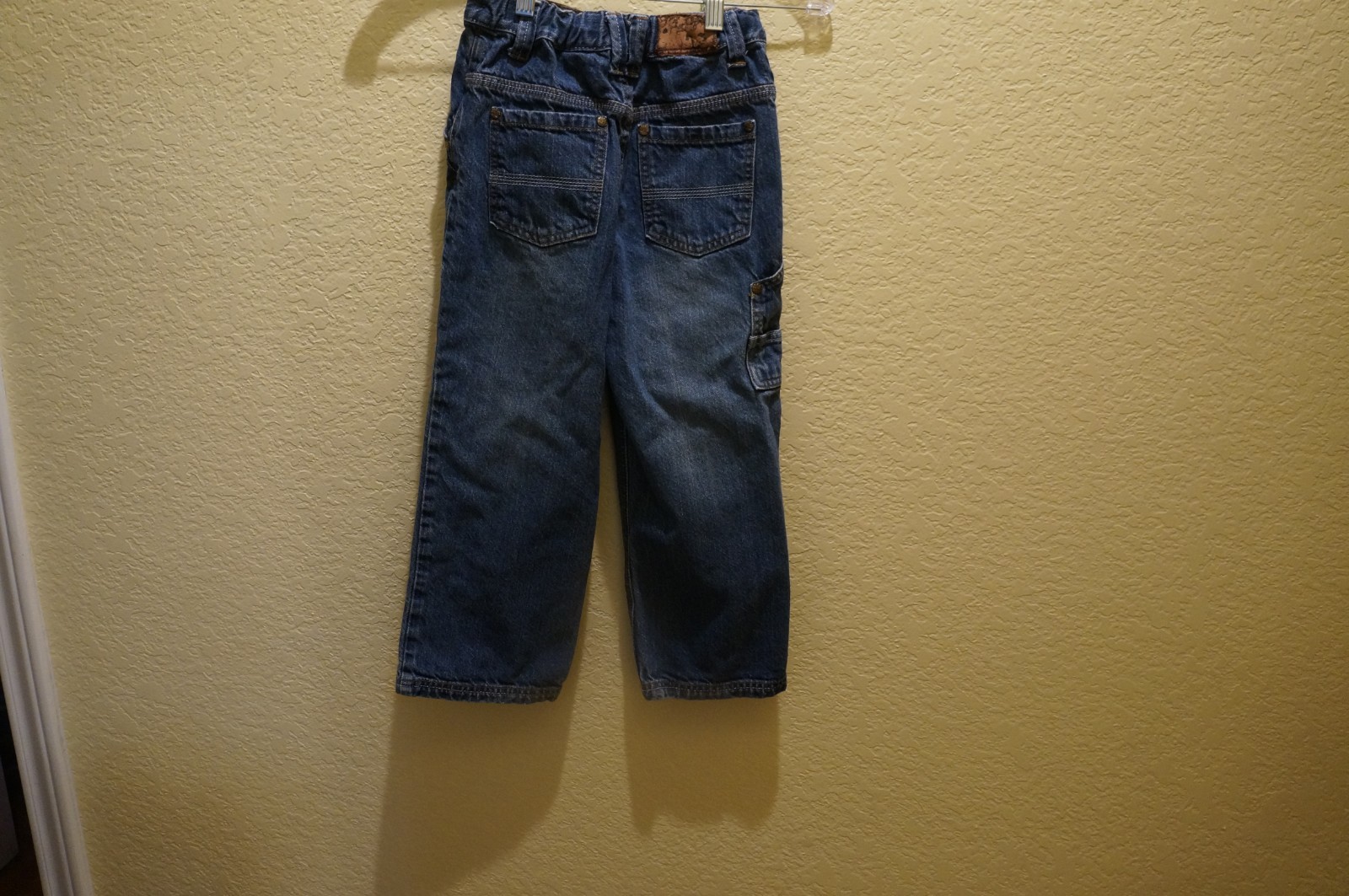 KID'S UNISEX BUTTON ZIP ADJUSTABLE WAIST BLUE JEANS BY TIMBERLAND SIZE 6