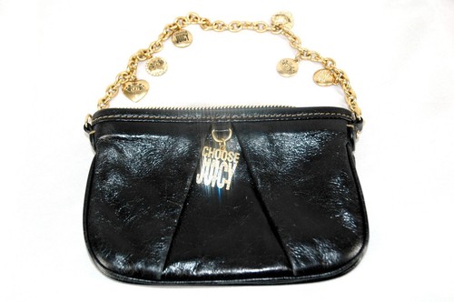 Juicy Couture Black Hatched Leather Bag Purse with Gold Chain Cross Bo –  Parsimony Shoppes