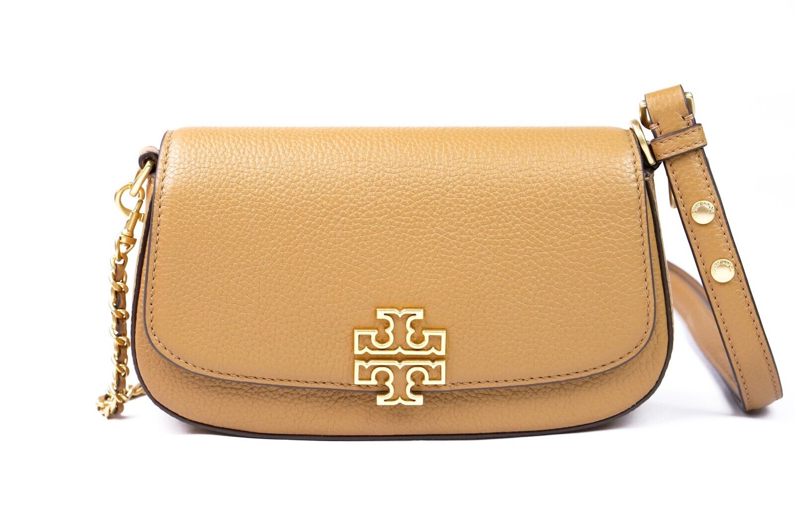 Tory Burch Britten Tan Leather Convertible Flap Crossbody Tory Burch Britten Tan Leather Convertible Flap Crossbody