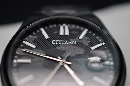 Pre-owned Citizen Automatic Black Camouflage Dial Sapphire Glass Nj0155-87e