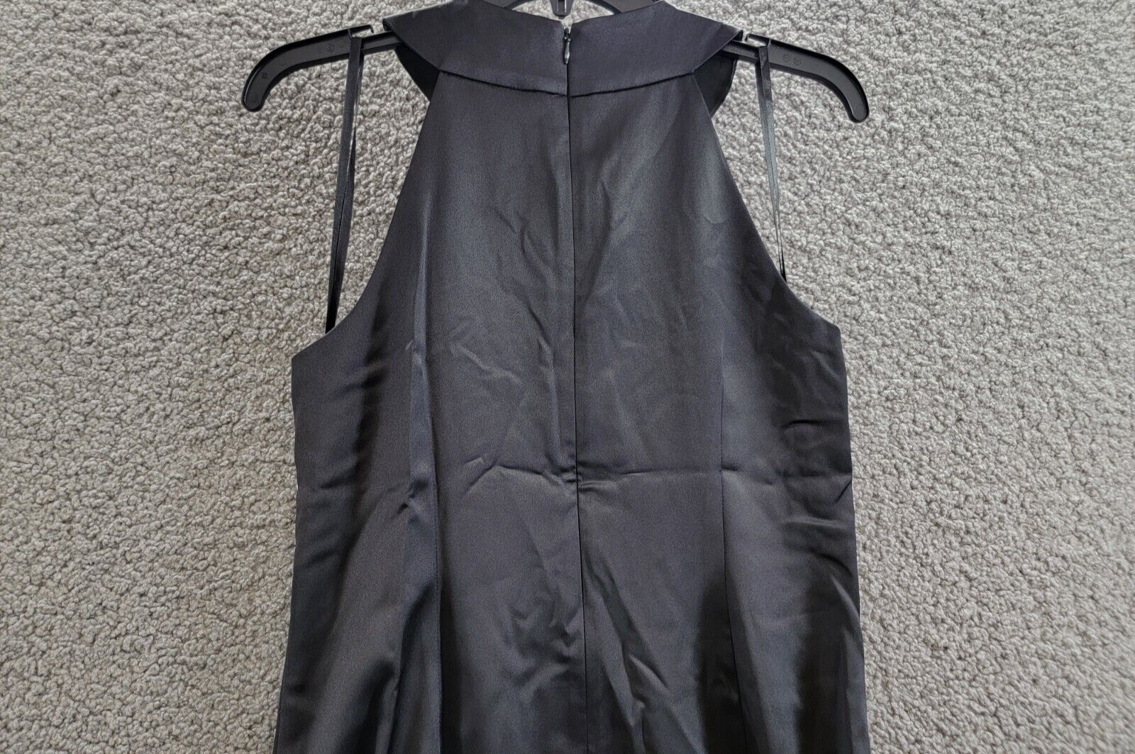 Eliza J Twist-Neck Feather-Trim Shift Dress Women's 6 Black Back Zip Closure - Picture 10 of 16