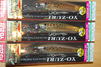 3 lures yo zuri sashimi 3d magnum sinking 5 1/2'' 1 3/4oz r1066-cpbk bunker