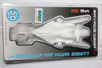 rare savage gear bass crawling action topwater 3d bat floating white 5'' 2oz