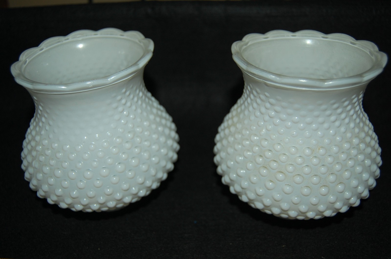 Pair of Hobnail Milkglass White lamp shades globes covers for 1.75