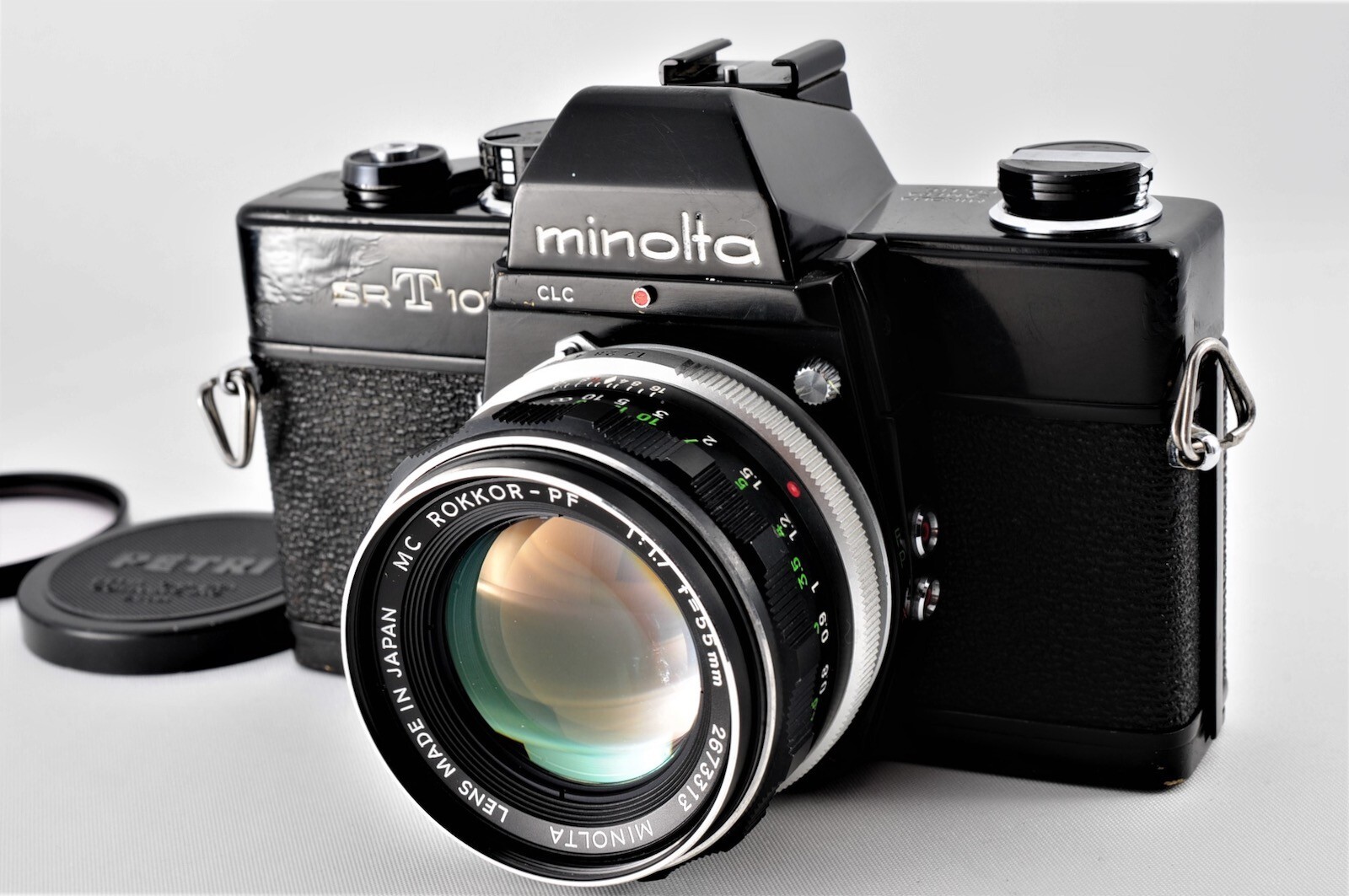 Minolta SRT 101 Black SLR Camera w/ MC Rokkor-PF 55mm F1.7 from