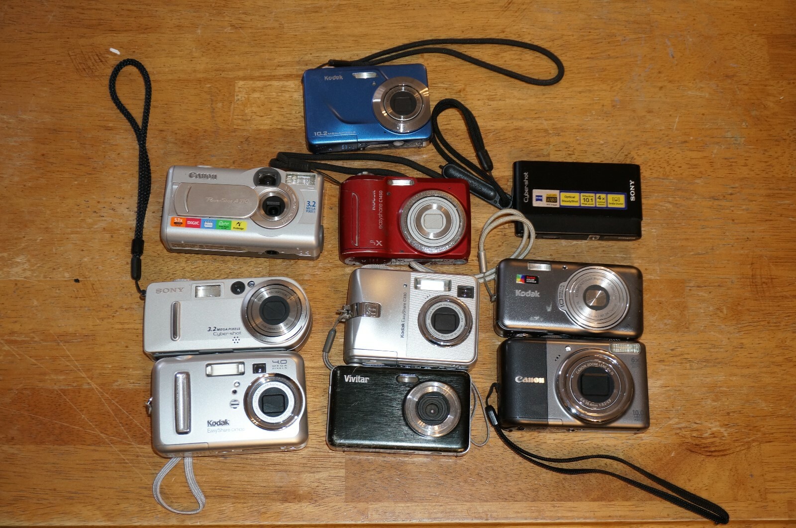10 Sony Canon Kodak ETC Digital Cameras Untested AS IS Read Description