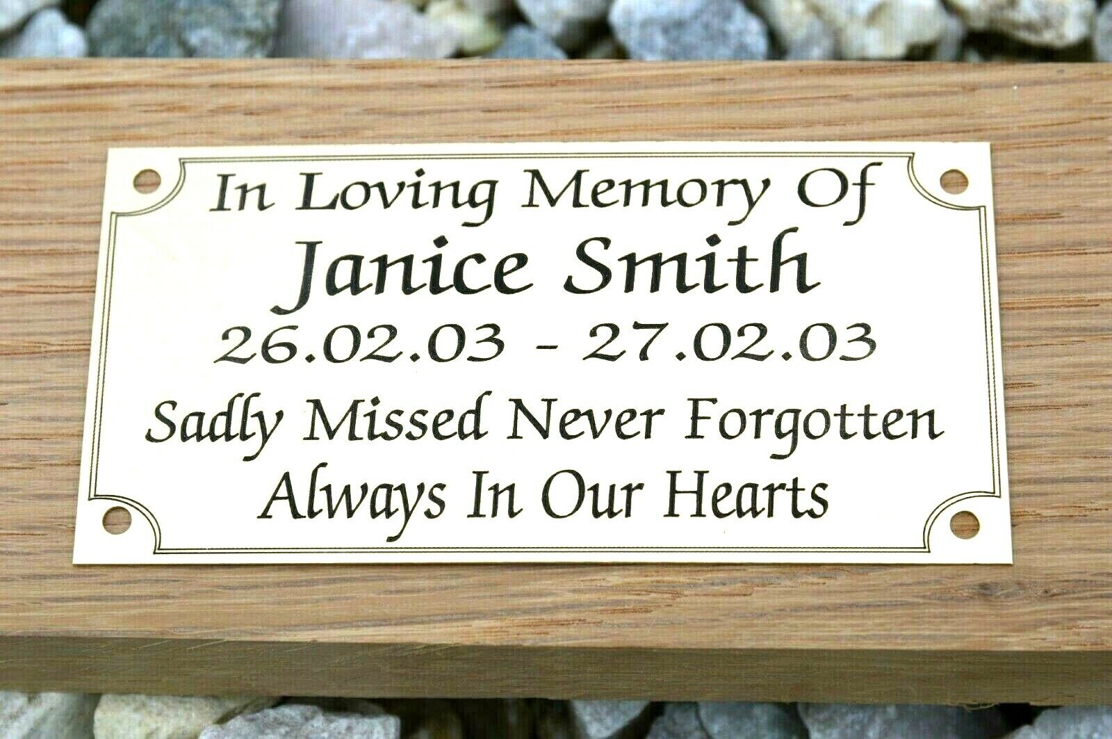 Buy MEMORIAL BENCH PLAQUE GRAVE MARKER SIGN PERSONALISED ENGRAVED GOLD BRASS EFFECT