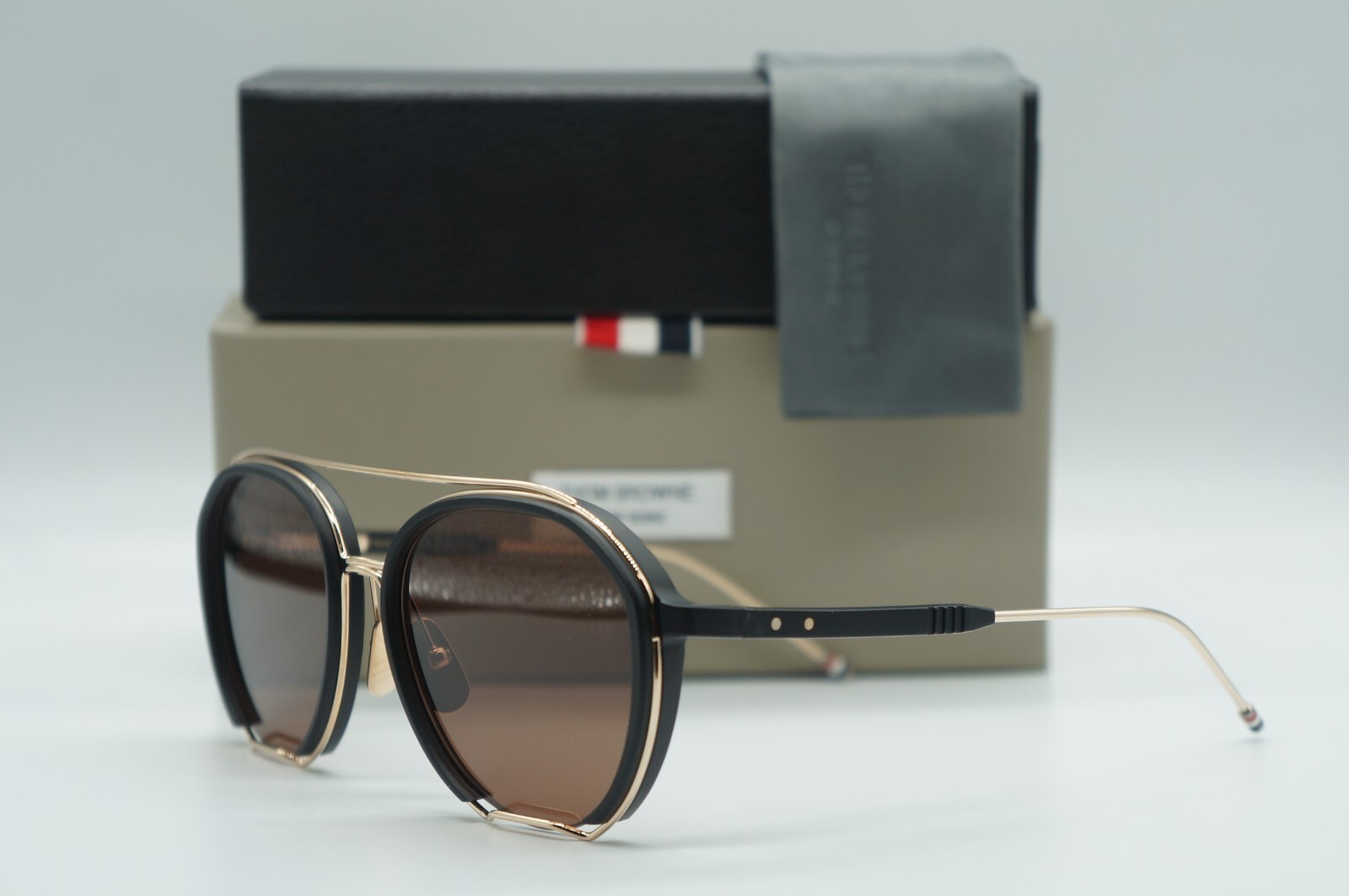 Pre-owned Thom Browne Tbs810-56-01 Blk-gld Authentic Sunglasses Frame Rx 56-18