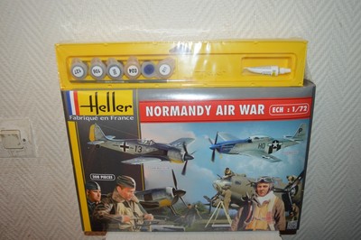 COFFRET 4 MAQUETTES NORMANDY AIR WAY HELLER 1/72 NEUF FOWCKE MUSTANG PEINTURE