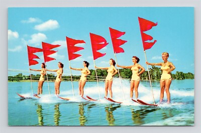 Beautiful Girls ''Aquamaids on Parade'' Water Skiing Cypress Gardens FL Postcard