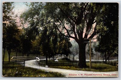 Geneva Ohio~Long Viaduct @ Mount Pleasant Cemetery Entrance~Huge Tree 1911