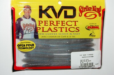 strike king KVD 5'' fat baby bass finesse worm coffee scent pro blue neon OPT