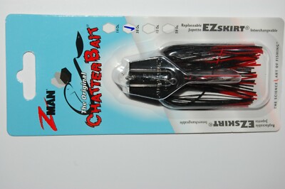 zman original chatterbait 3/8oz bladed jig ez skirt black red
