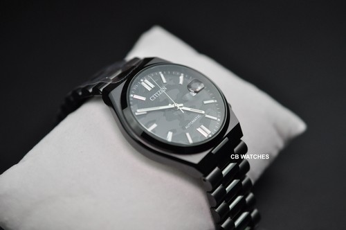 Pre-owned Citizen Automatic Black Camouflage Dial Sapphire Glass Nj0155-87e