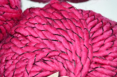Pingouin Primo Chunky Pink & Black Yarn Made in France Wool Acrylic Blend 55 yds