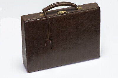GUCCI 1970’s Brown Leather Travel Desktop Document Organizer Briefcase Bag