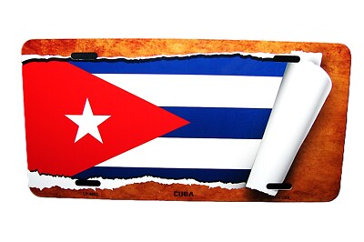 CUBA FLAG BANDERA CUBANA CUBAN FLAG METAL CAR NOVELTY LICENSE PLATE AUTO TAG