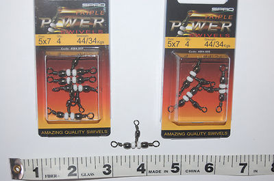 2 packs spro t-turn power triple swivels size 5x7  44/34kgs (97/75lb) 4584-005