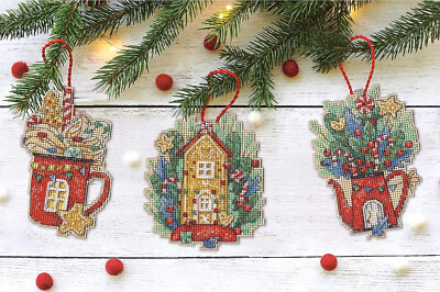 Cross Stitch Kit ~ Dimensions Set of 3 Sweet Christmas Ornaments #70-09607