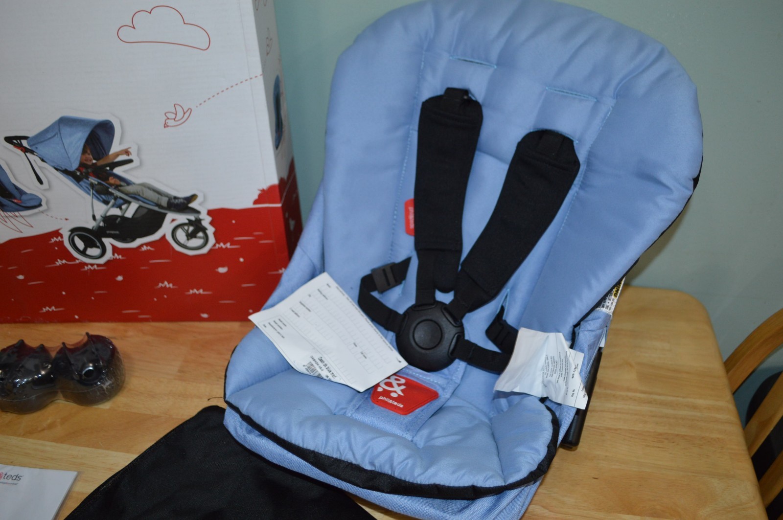 New Open Box PHIL & TEDS DASH STROLLER DOUBLE KIT BLUE MARL