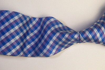 NORDSTROM RACK - Men's Blue & Purple Plaid Silk Blend Neck Tie 3''W x 60''L