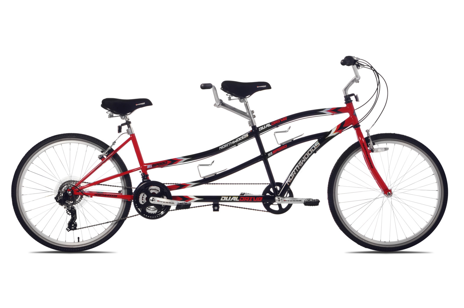 Northwoods Adult 21 Speed Dual Drive Tandem Bike Alloy Rims 26 Inch Red/Black