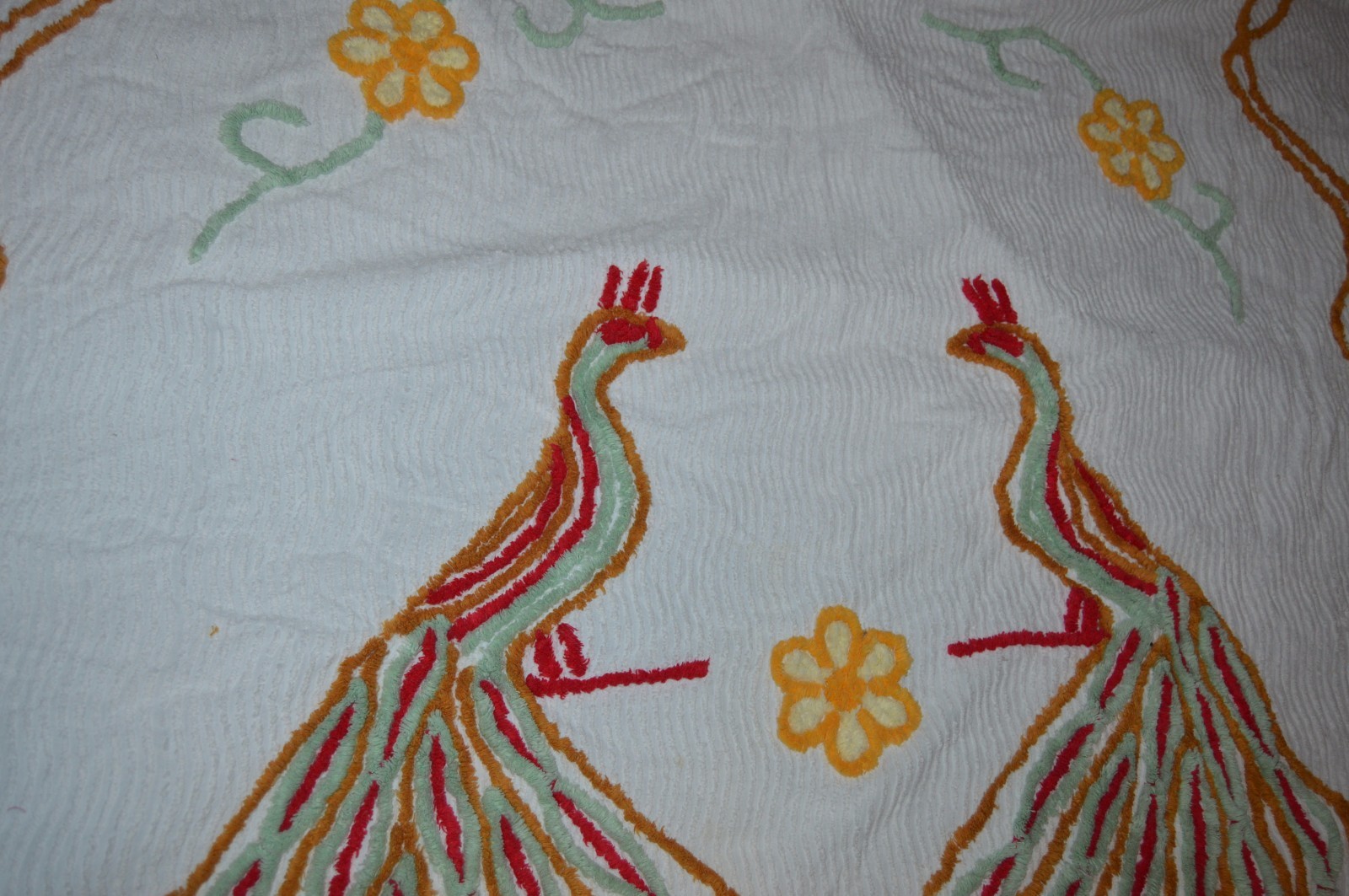 approx 90x100in peacock chenille bedspread