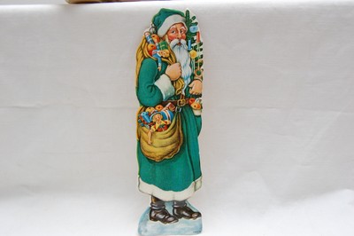 Oblaten Glanzbilder Scraps Weihnachtsmann Grün Großes Konvolut über 250 Stück