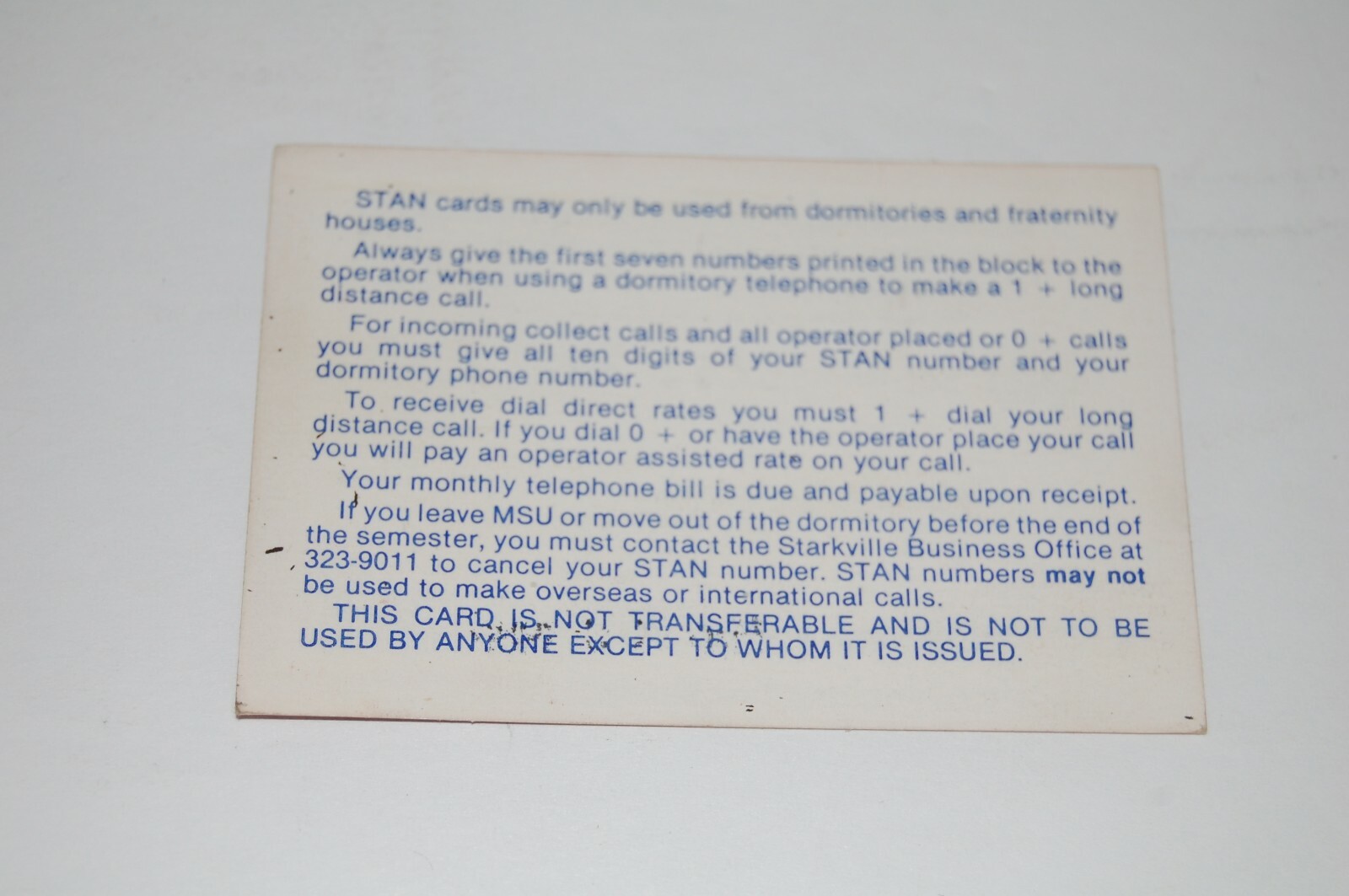 1980 Mississippi State University Calling Card - Brian Blair Pianist Hattiesburg