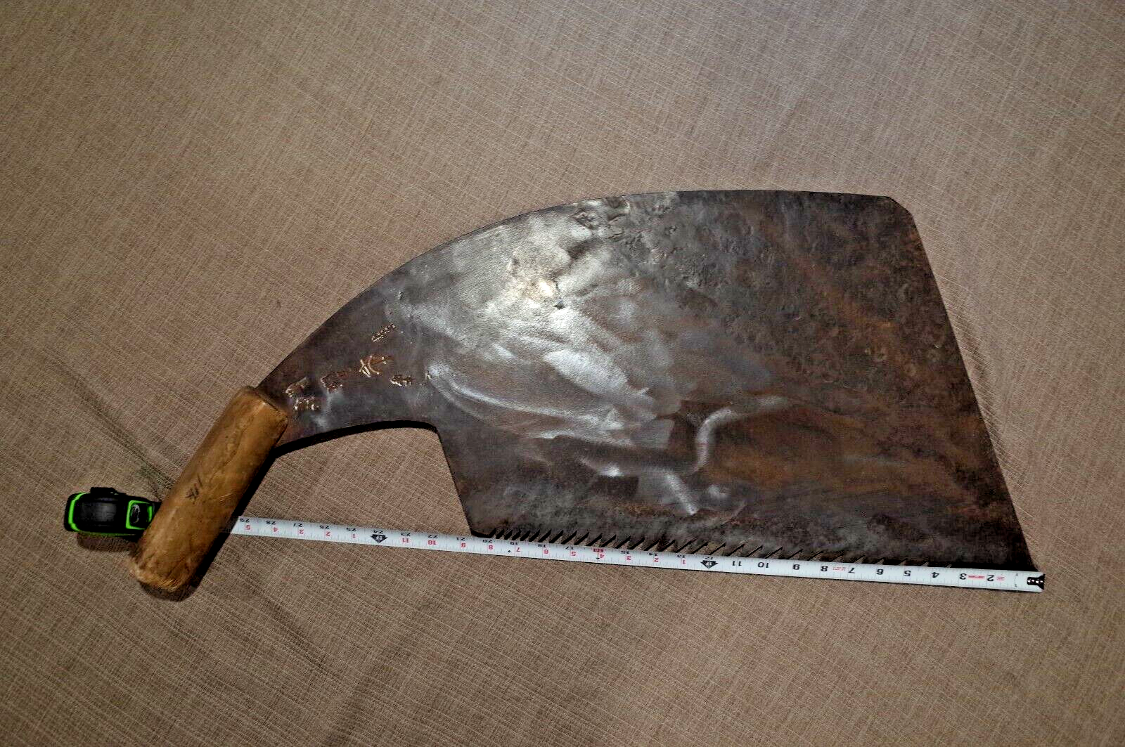 Antique Japanese Forged Iron Tool Maebiki Nokogiri Huge Signed