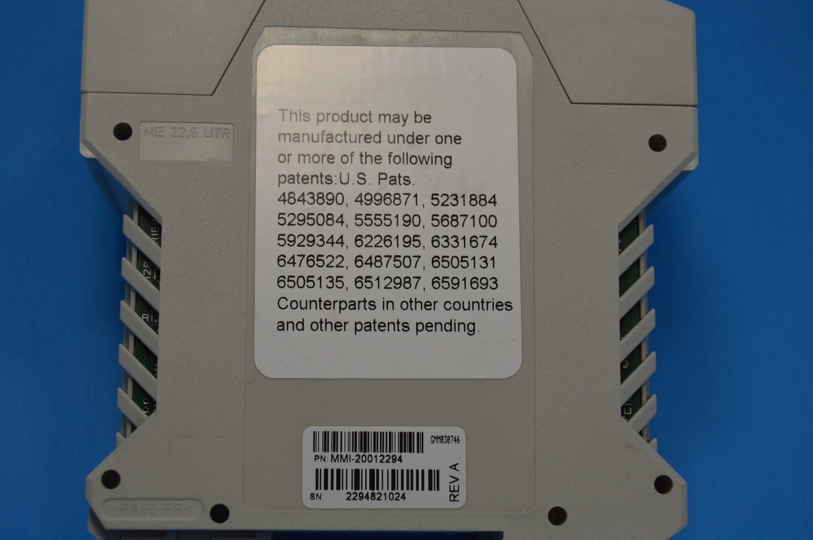 MICRO MOTION, MODEL 1500D3ACBAEBZZ, 4 WIRE REMOTE 35MM DIN-RAIL TRANSMITTER USED