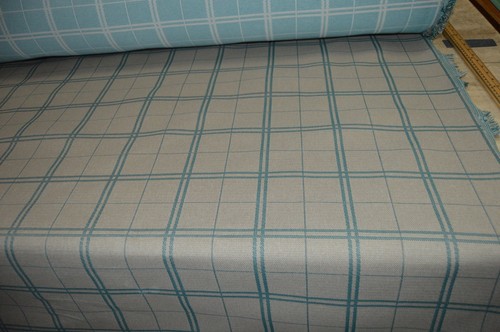 Green Beige Upholstery Fabric Checked Flat Weave Dfs Clearance